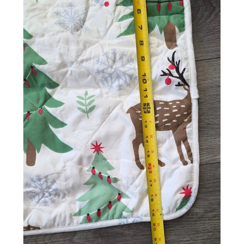 Home Fashions King Set of 2 Quilted Pillow Shams White Reindeer Christmas Tree